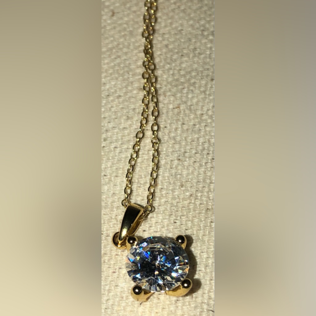 Cz Gemstone Ati Gold Over 925 Sterling Silver 18 Pendant Chain Necklace 28$
